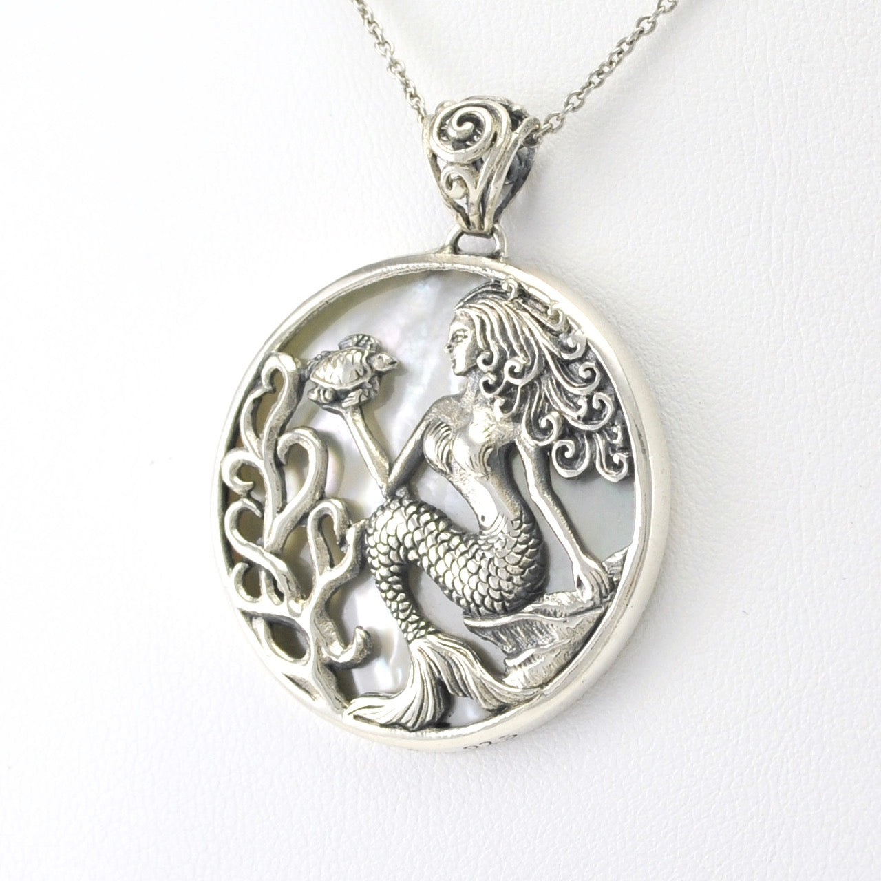 Silver Mother of Pearl Mermaid Pendant