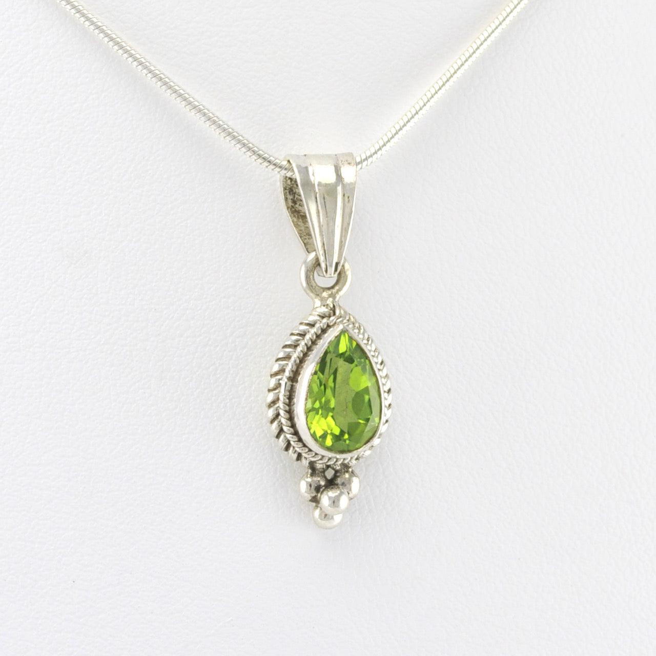 Alt View Silver Peridot Teardrop Pendant