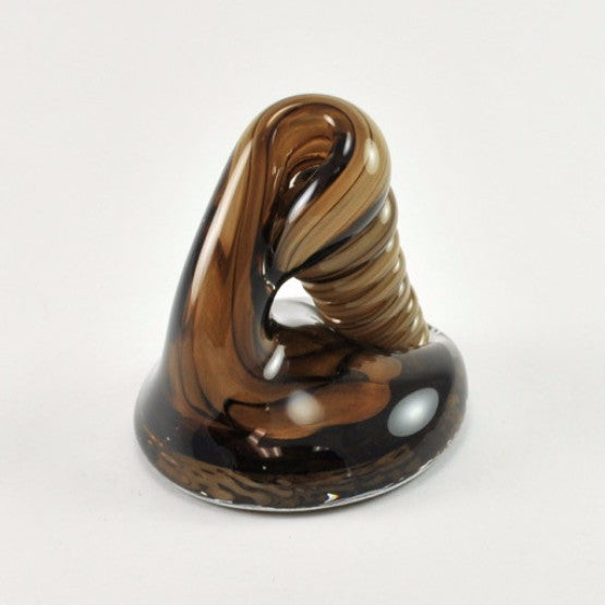 Brown and White Glass Pen Holder by Hudson Glass