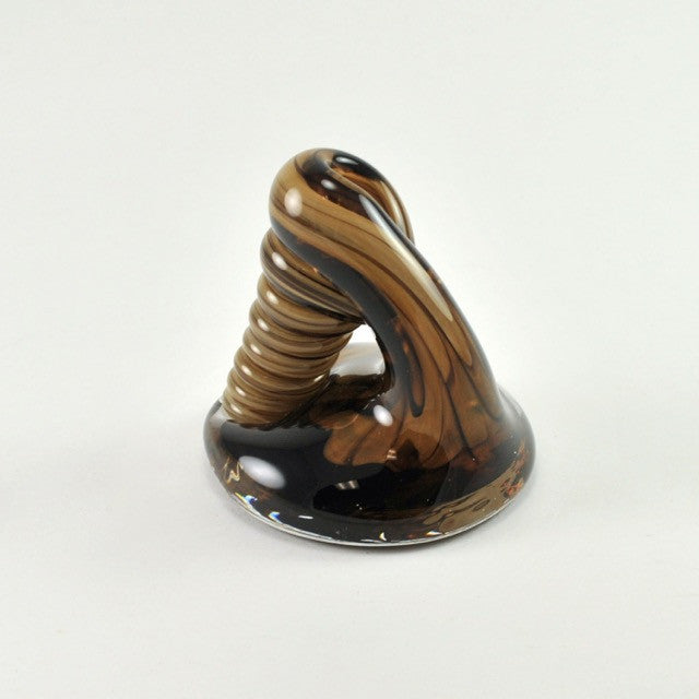 Brown and White Glass Pen Holder by Hudson Glass