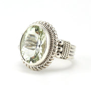 Sterling Silver Prasiolite 10x14mm Oval Ring