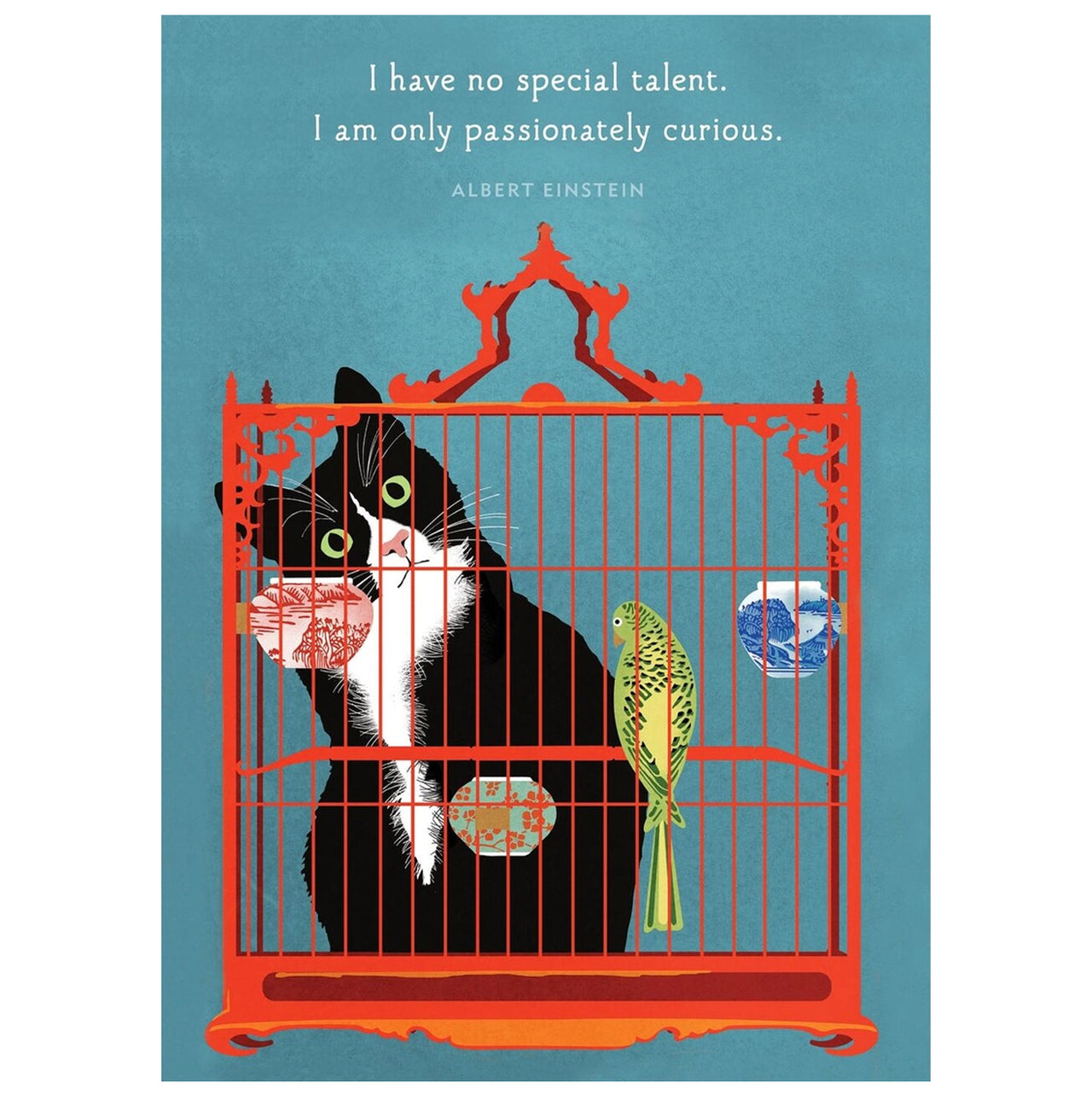 Birdcage Cat Birthday Card
