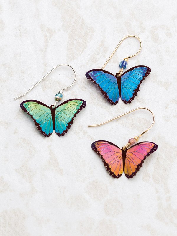 Sienna Sky Earrings - Cascading 3D Blue Morpho Butterflies - TALICH