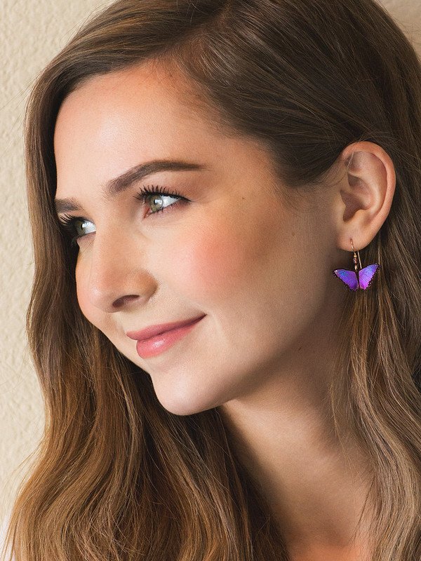 Alt View Ultra Violet Bella Butterfly Earrings