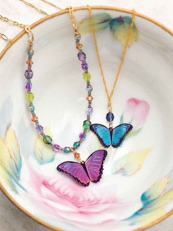 Alt View Ultra Violet Bella Butterfly Beaded Necklace