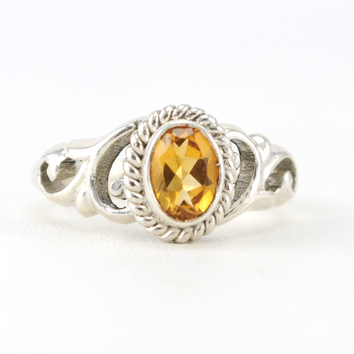 Silver Citrine 5x7mm Oval Ring