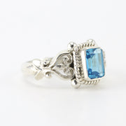 Alt View Silver Blue Topaz 5x7mm Rectangle Ring
