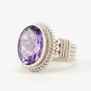 Side View Silver Amethyst 10x14mm Oval Ring