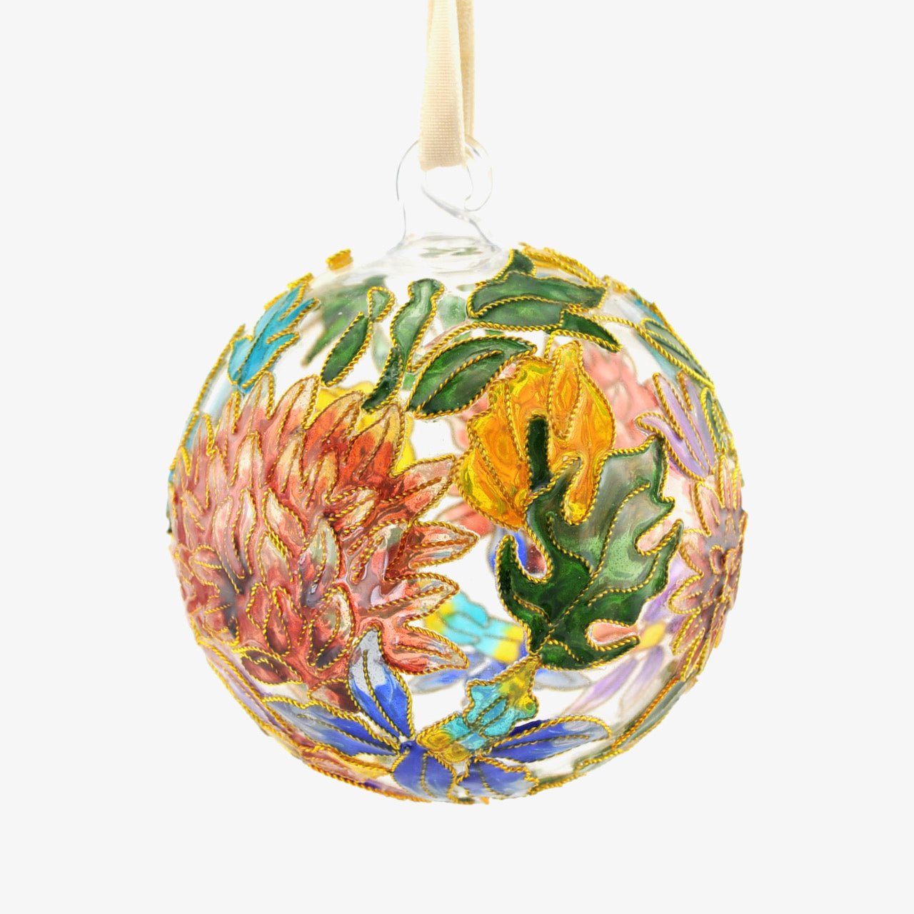 Botanical Cloisonné Glass Ball Ornament