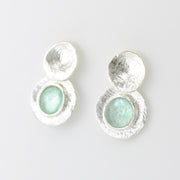 Sterling Silver Roman Glass Circle Post Earrings