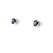 Side View Sterling Silver Created Sapphire .7ct 4mm Post Earrings