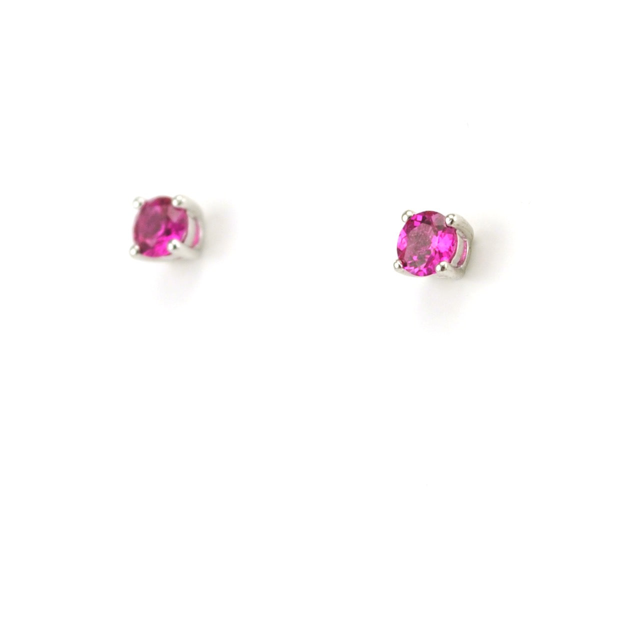 Side View Sterling Silver Created Ruby .6ct 4mm Post Earrings