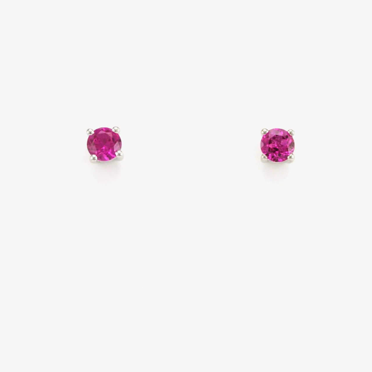 Sterling Silver Created Ruby .6ct 4mm Post Earrings