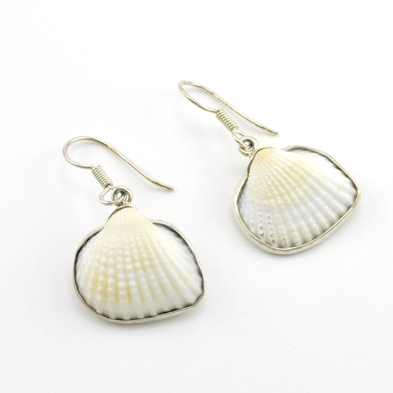 Sterling Silver White Ark Shell Dangle Earrings