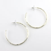 Sterling Silver Textured 50mm Round Post Hoops