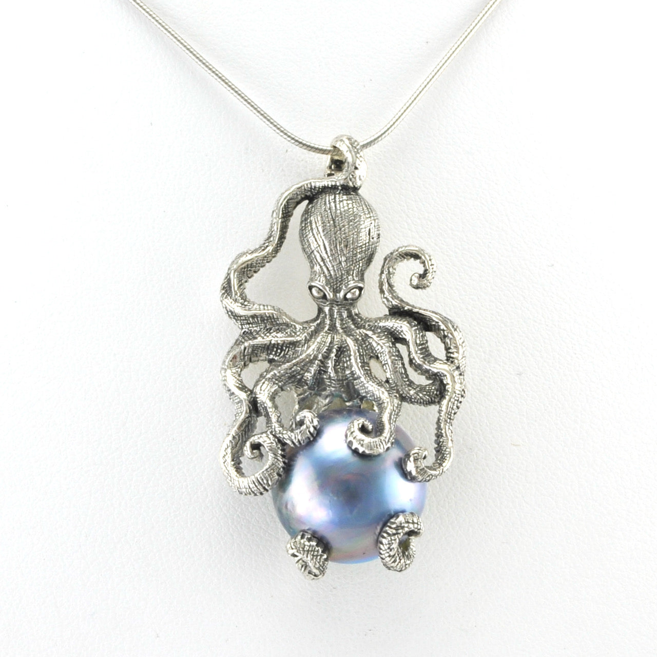 Alt View Silver Grey Mabé Pearl Octopus Pendant