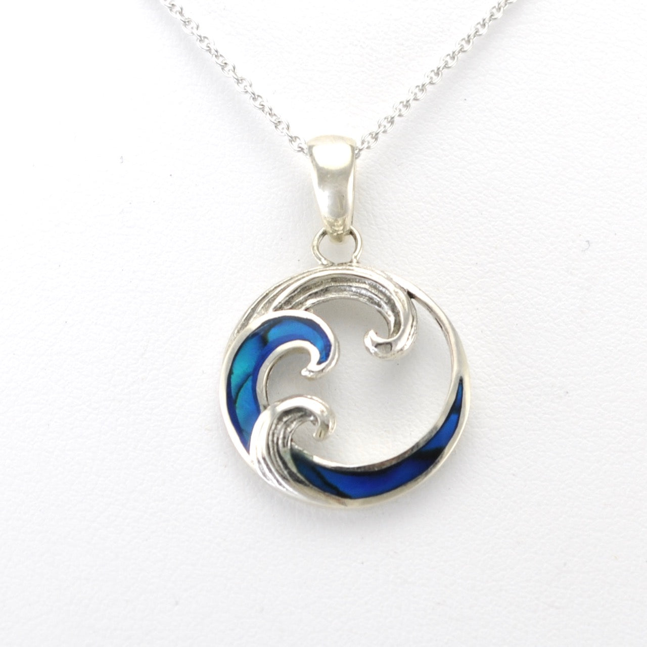 Alt View Silver Blue Abalone Wave Small Pendant