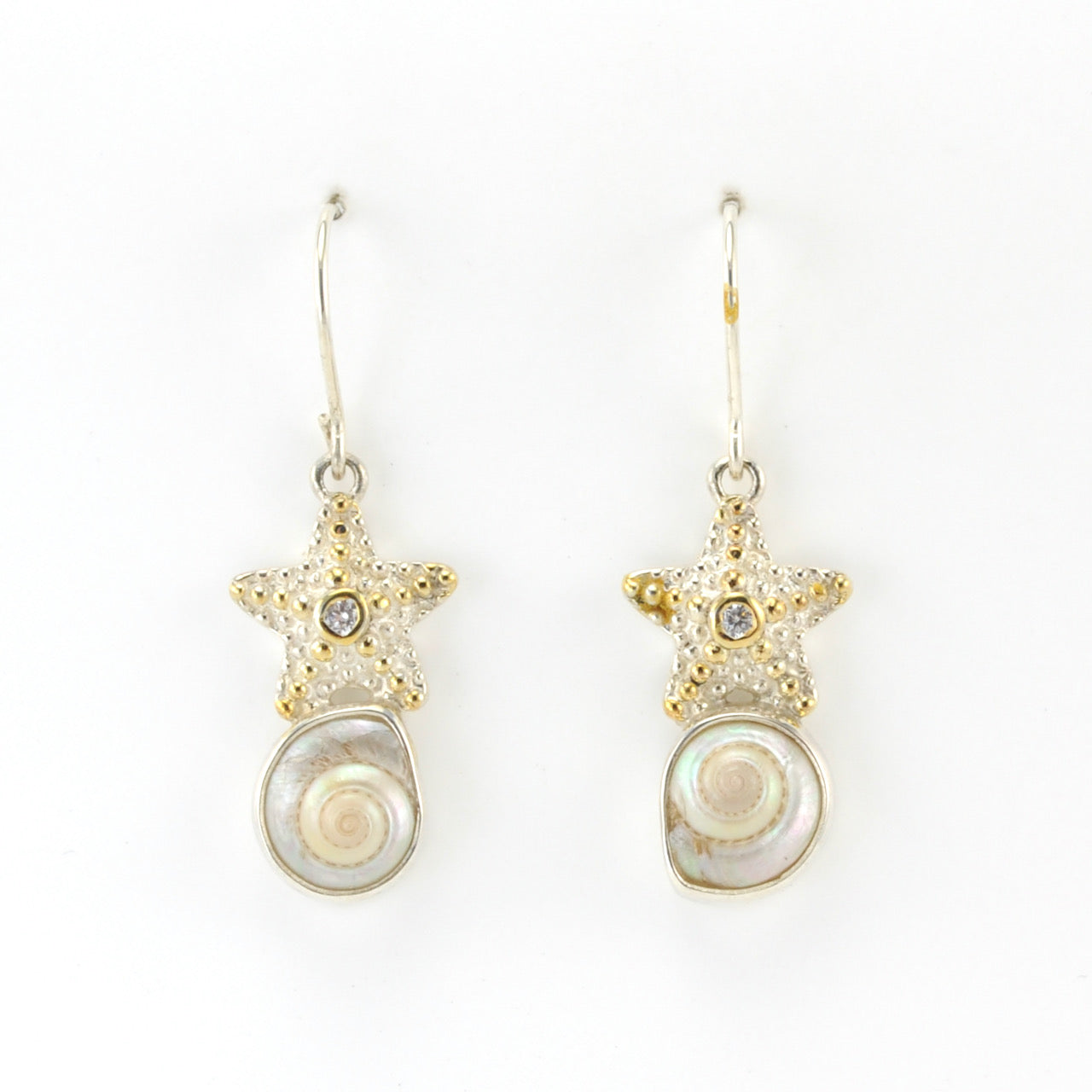 Silver Vermeil Starfish Malabar Shell Earrings