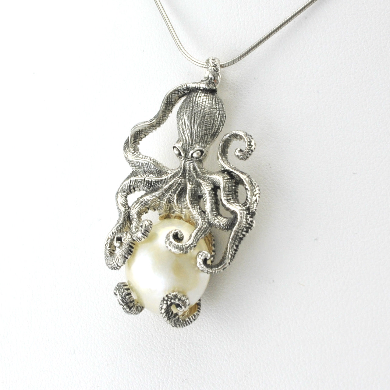 Silver Mabé Pearl Octopus Pendant