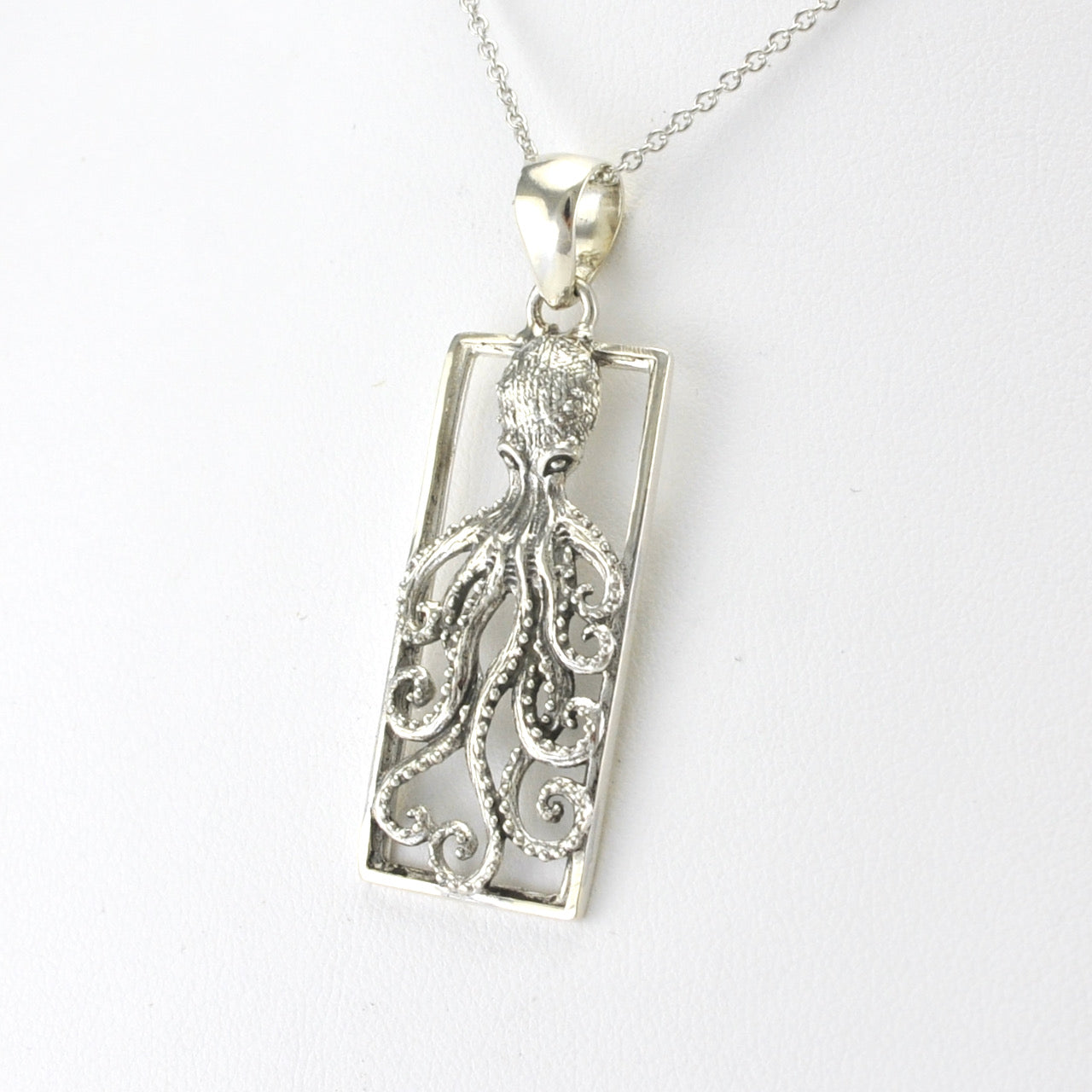 Silver Octopus Rectangular Pendant