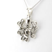 Side View Silver Octopus Necklace