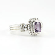 Alt View Silver Amethyst 4x6mm Rectangle Ring