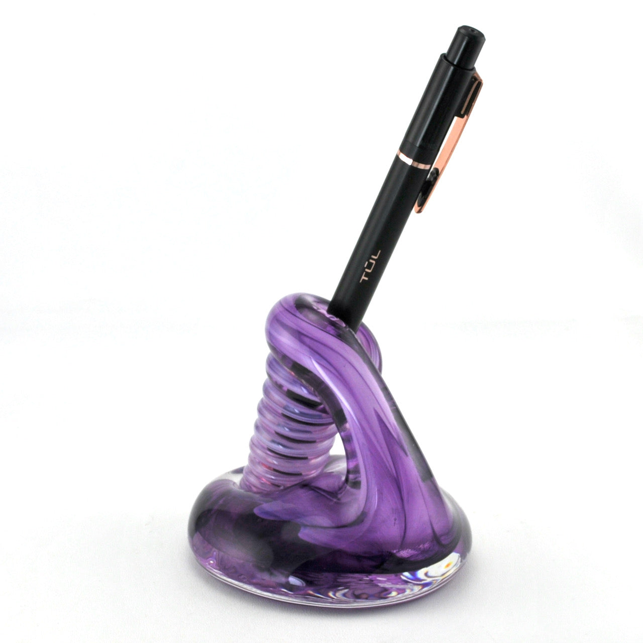 Purple and White Glass Pen Holder