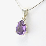 Silver Amethyst 9x14mm Tear Prong Set Pendant