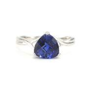 Sterling Silver Created Sapphire 2.4ct Trillion Ring
