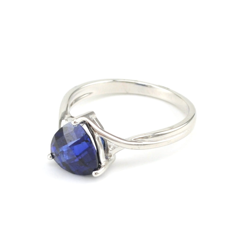 Alt View Sterling Silver Created Sapphire 2.4ct Trillion Ring