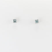 Alt View Silver CZ Aquamarine 3mm Post Earrings