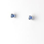Silver CZ Sapphire 3mm Post Earrings