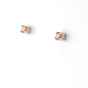 Silver CZ Citrine 3mm Post Earrings