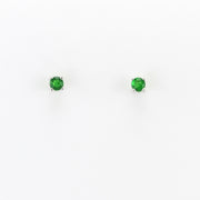 Alt View Silver CZ Emerald 3mm Post Earrings