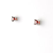 Silver CZ Garnet 3mm Post Earrings