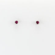 Alt View Silver CZ Ruby 3mm Post Earrings