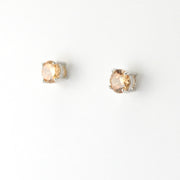 Silver CZ Citrine 5mm Post Earrings