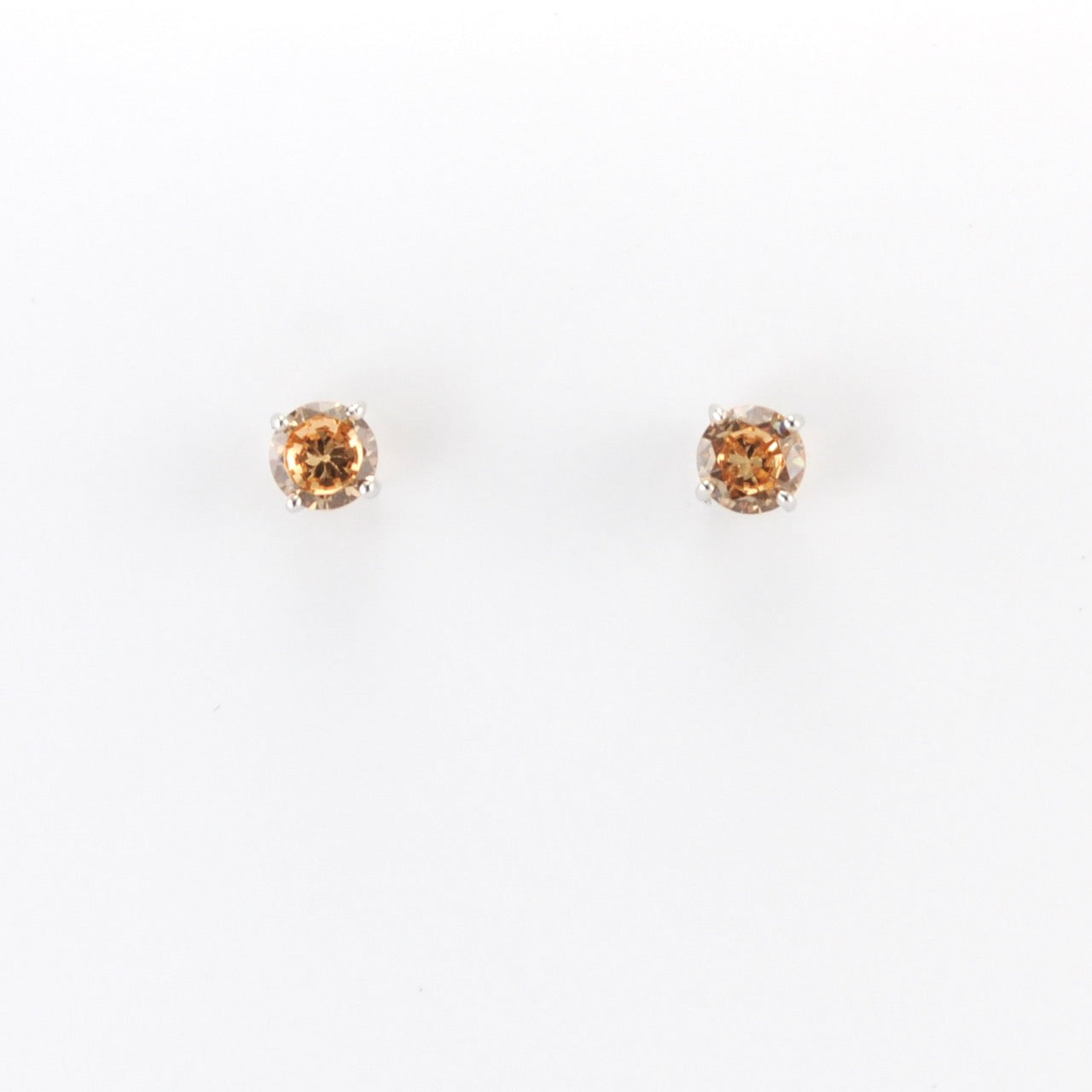 Alt View Silver CZ Citrine 5mm Post Earrings
