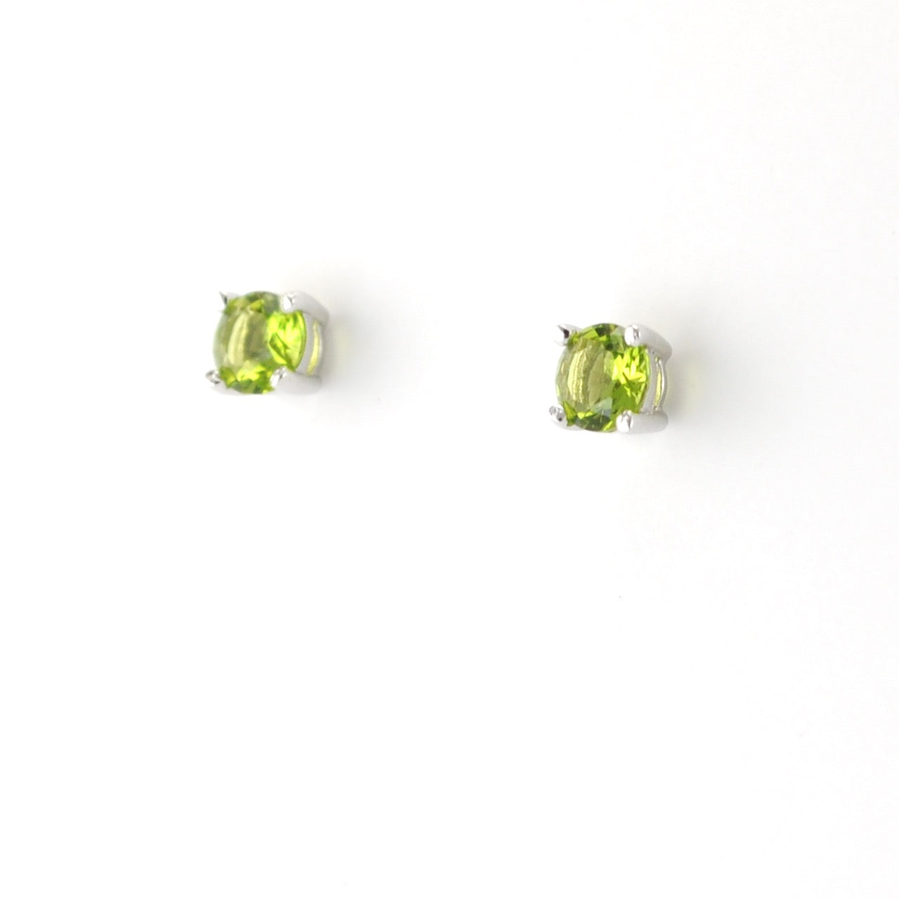 Silver CZ Peridot 5mm Post Earrings