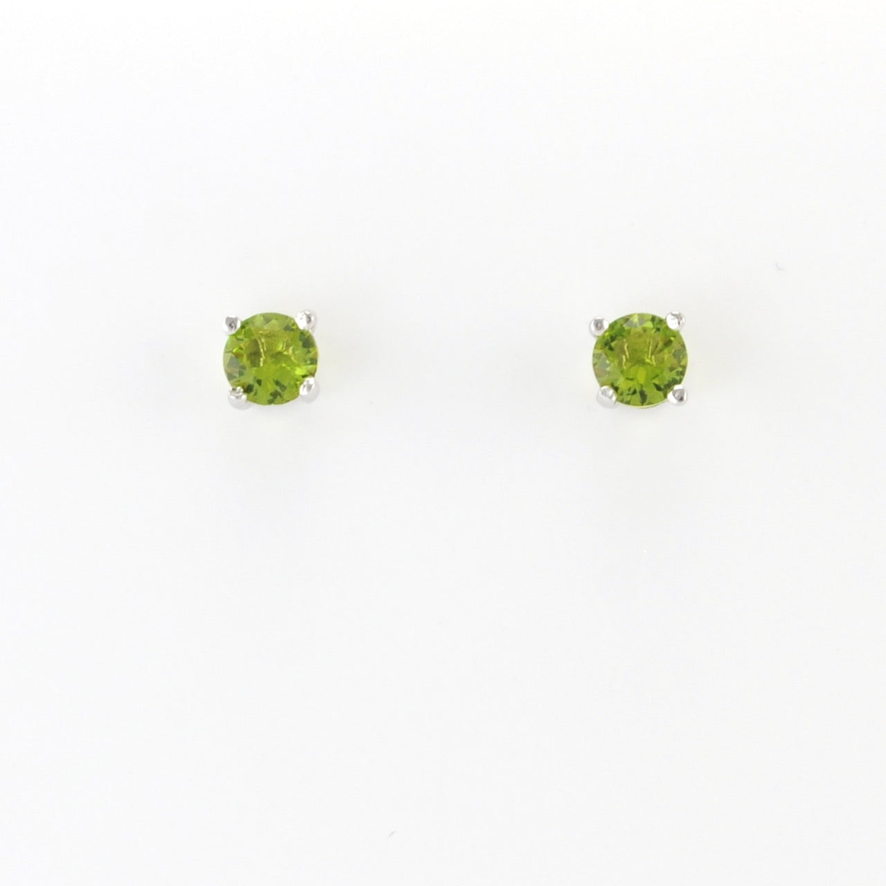 Alt View Silver CZ Peridot 5mm Post Earrings