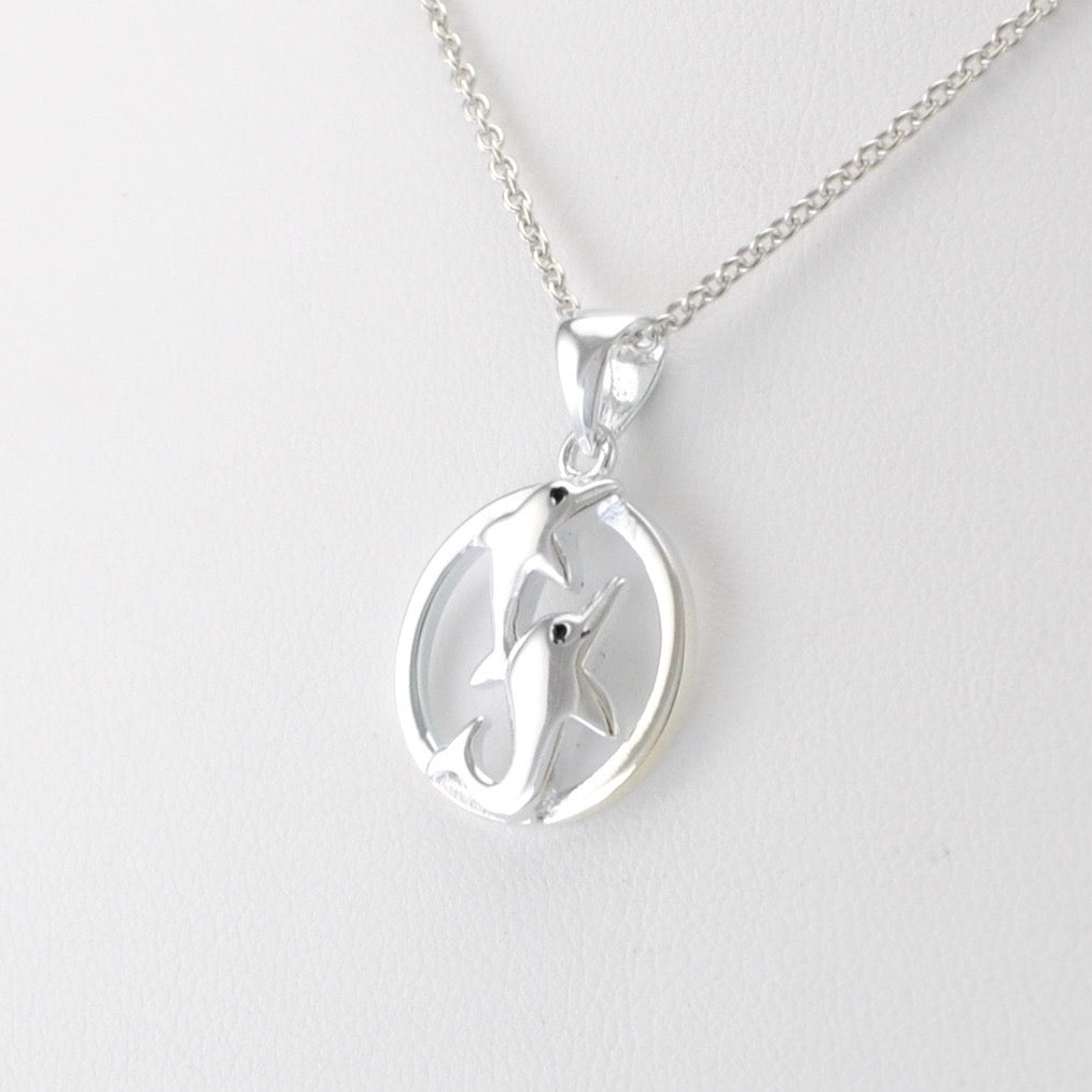 Silver Double Dolphin Necklace