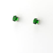 Side View Silver Created Emerald 1.1ct 5mm Round Post Earrings