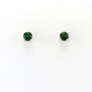 Silver Created Emerald 1.1ct 5mm Round Post Earrings