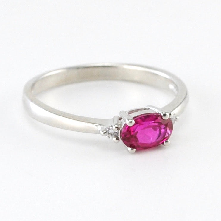 Silver Created Ruby .6ct CZ Ring