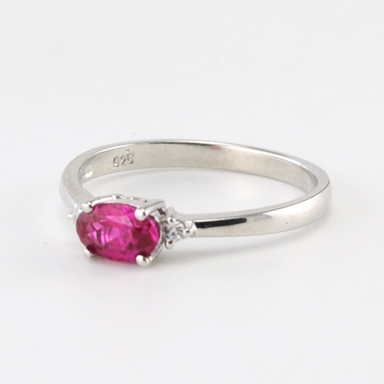 Alt View Silver Created Ruby .6ct CZ Ring
