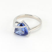 Alt View Sterling Silver Created Blue Sapphire 4.2ct Tri CZ Ring