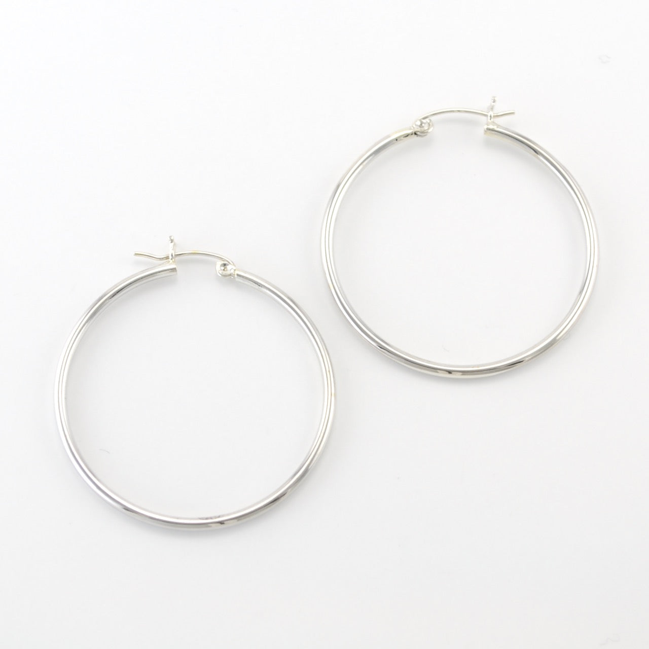 Silver 2x40mm Hoop Earrings