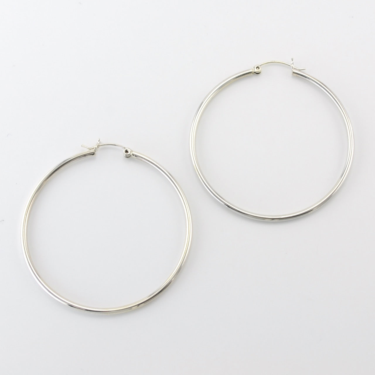 Silver 2x50mm Hoop Earrings