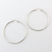Silver 2x50mm Hoop Earrings
