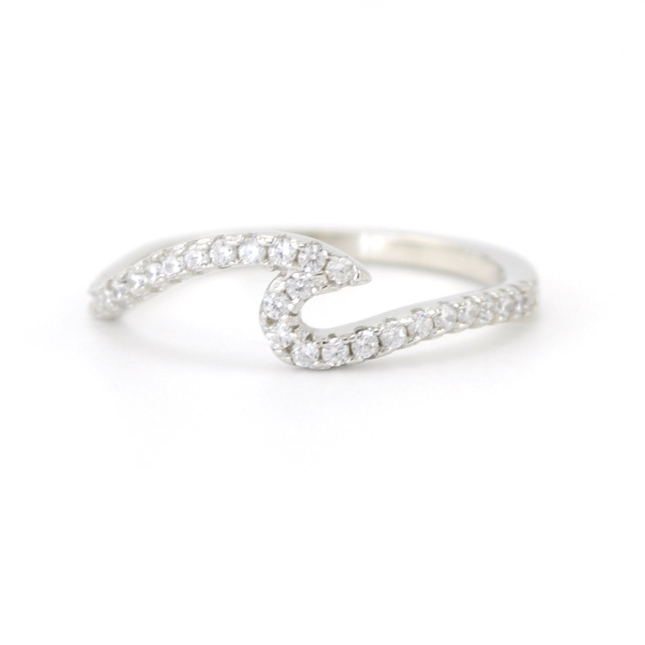 Silver Cubic Zirconia Wave Ring 7